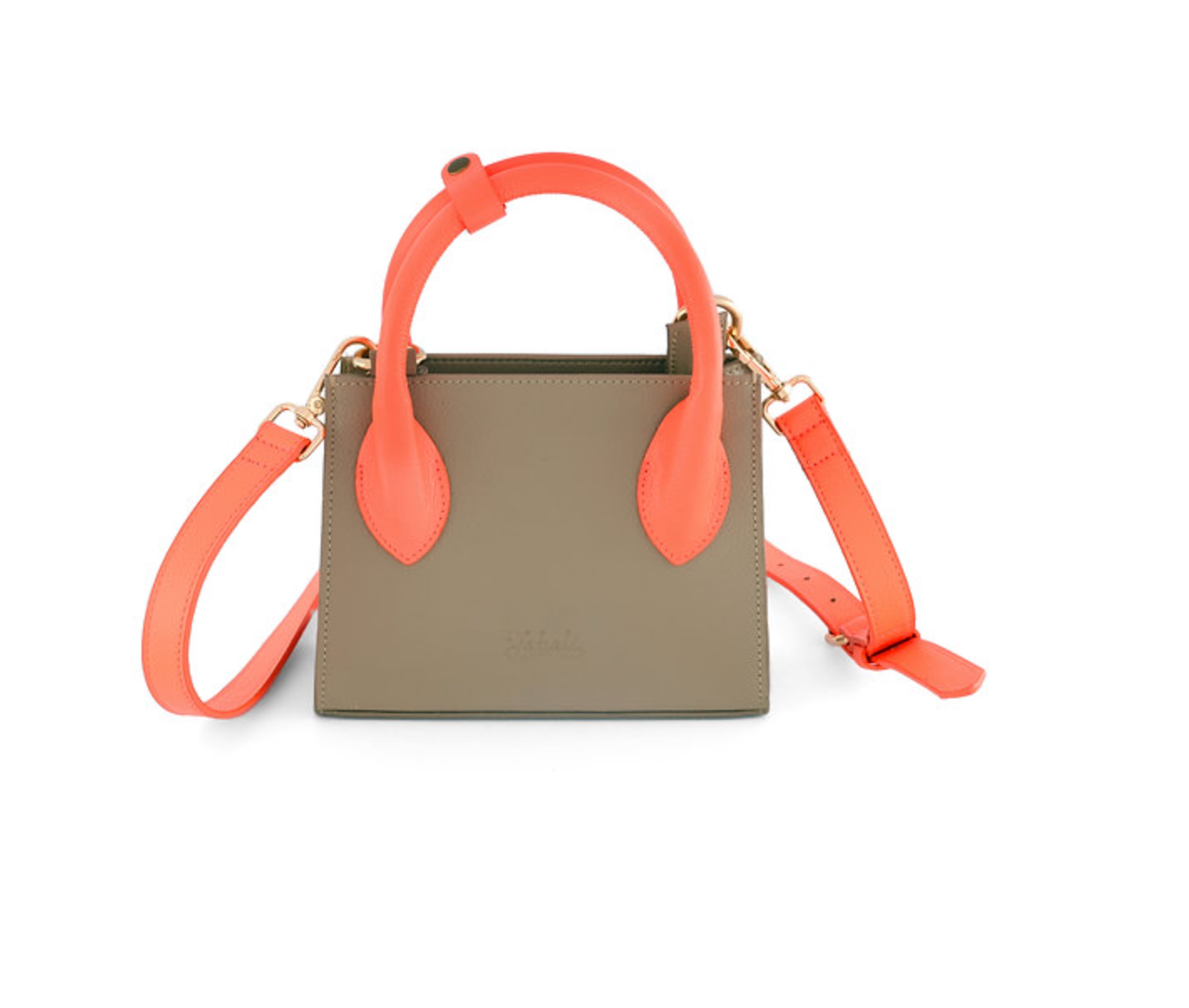 Mini Tote Taupé x Coral Neón