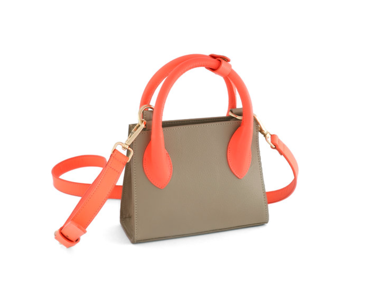 Mini Tote Taupé x Coral Neón