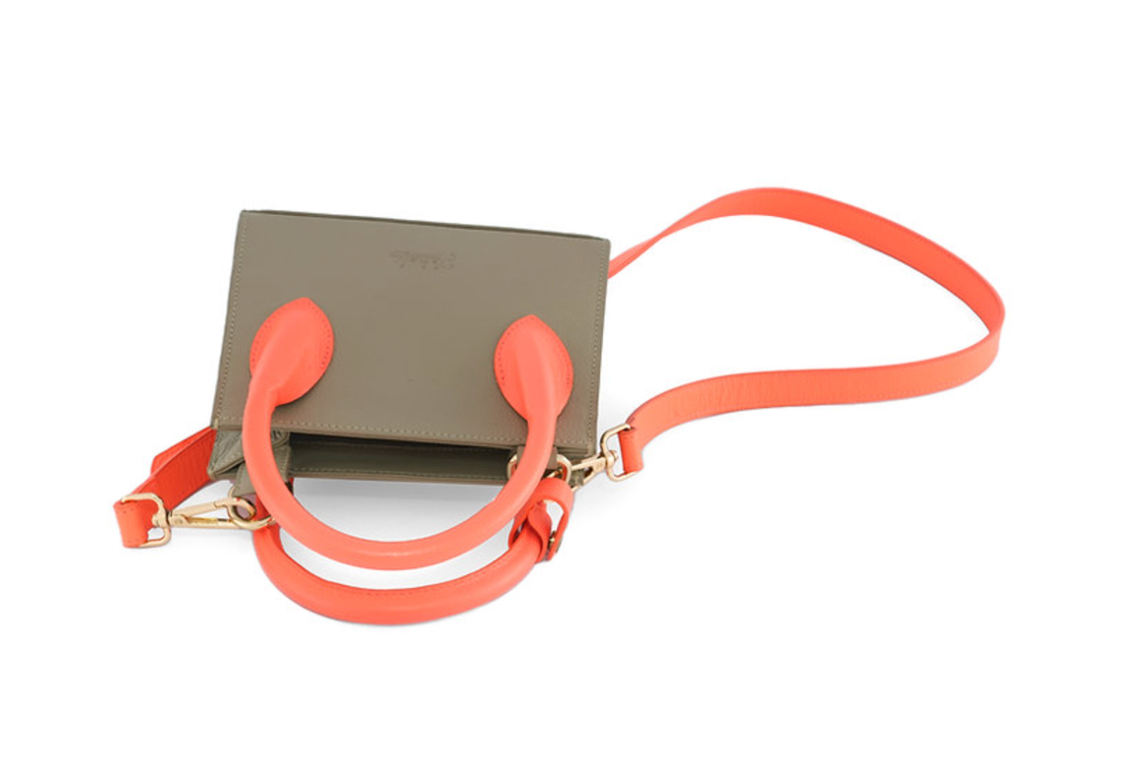 Mini Tote Taupé x Coral Neón